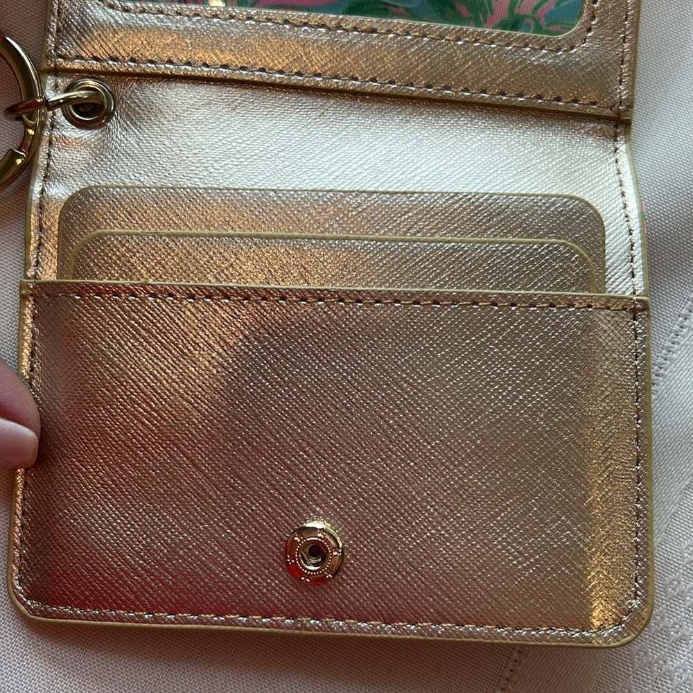 Lilly Pulitzer Snap ID Card Case - Blue Horizon Coming in Hot w/Goldtone Keyring - Picture 4 of 6